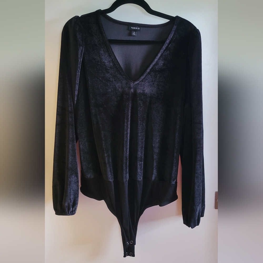 Torrid Black Velvet Bodysuit